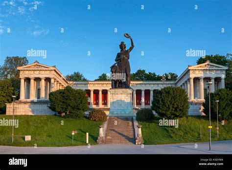 Bavaria Statue In Front Of The Ruhmeshalle Hall Of Fame At The