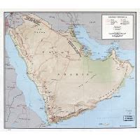 Large Scale Map Of Arabian Peninsula With Relief Roads Railroads