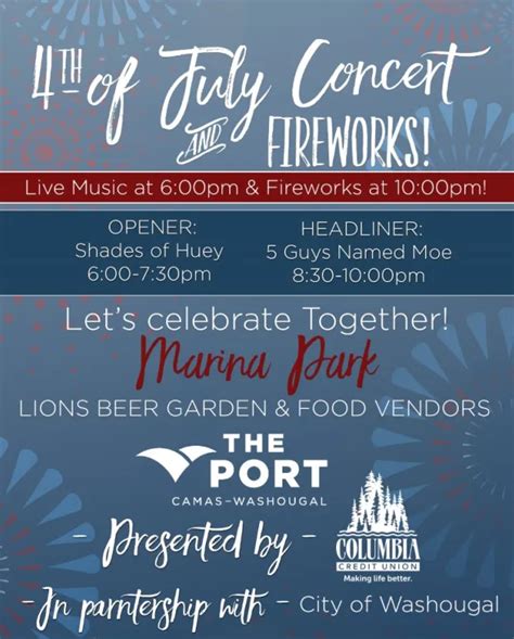 Fourth Of July Celebration At Washougal Marina Park Events