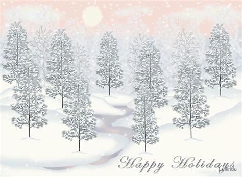 Snowy Day Winter Scene Happy Holidays Christmas Card By Lallinda
