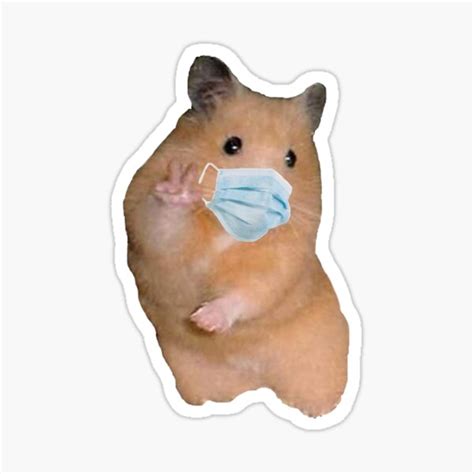 Peace Sign Hamster Wearing Mask Sticker Sticker For Sale By Aela