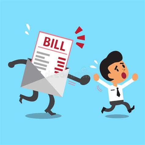 Business Concept Cartoon Businessman Escaping From Bill Payment Stock