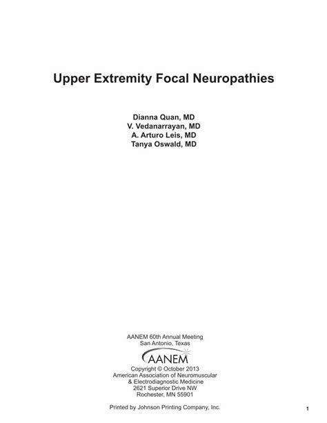 Pdf Upper Extremity Focal Neuropathies Aanem · Upper Extremity