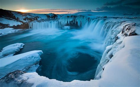 Frozen Godafoss Waterfall In Iceland Image Id 39890 Image Abyss