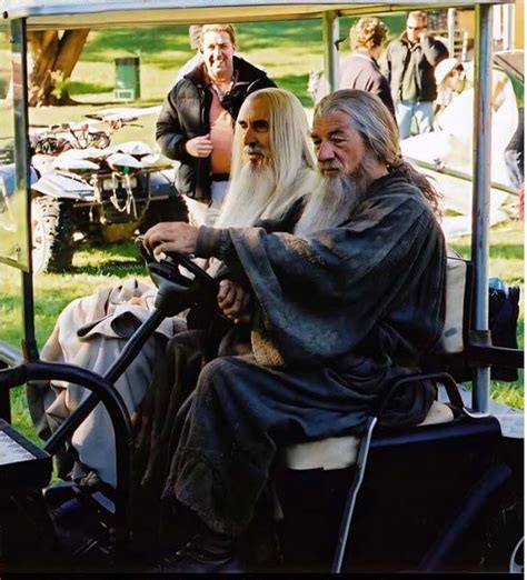 ⁣sir Christopher Lee Saruman And Sir Ian Mckellen Gandalf Driving A