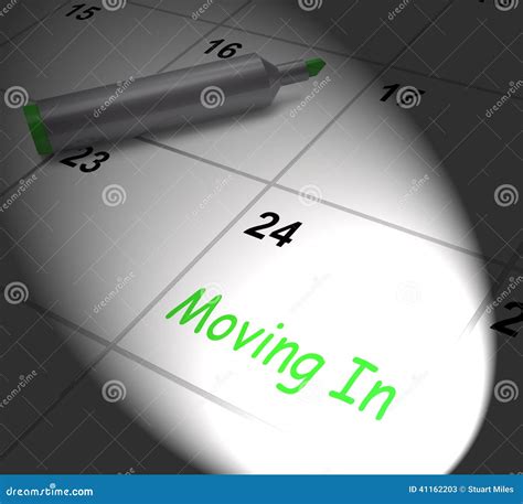 Moving In Calendar Displays New House Or Place Of Residence Stock