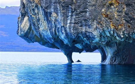 Nature Landscape Lake Cave Rock Mountain Patagonia Chile Erosion Blue