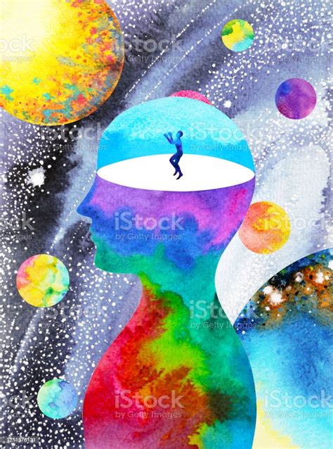 Human Inside Head Mind Spiritual Abstract Watercolor Painting