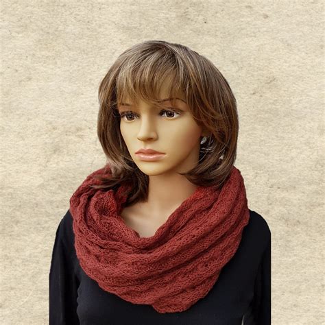 knitted winter scarf infinity scarf women s knit scarf etsy