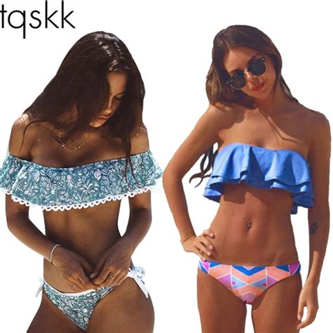 Tqskk Bikinis Women Swimsuit Push Up Swimwear Women 2018 New Sexy Bandeau Brazilian Bikini Set