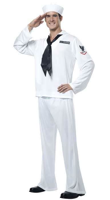 Mens White Sailor Costume Adult Sexy Sailor Fancy Dress Costumes