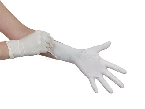 Pulling On A Rubber Glove Stock Image Image Of Stretching 12345199