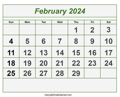 Free Printable February 2024 Calendar Template With Holidays