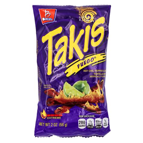 Takis Fuego Hot Chili Pepper And Lime Tortilla Chips 12 Pack 2 Oz