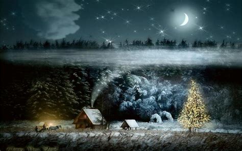 Christmas Scenery Christmas Night Hd Desktop Wallpaper