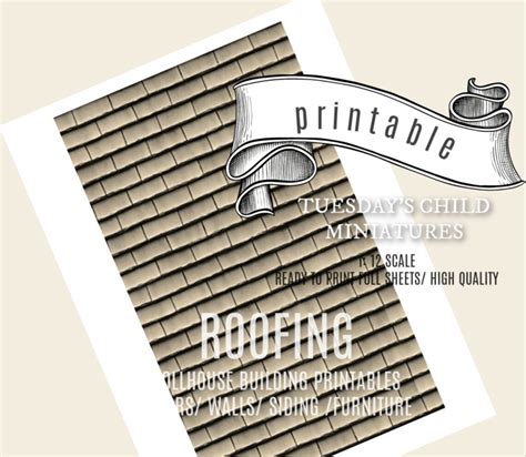 Miniatures Digital Dollhouse Roof Tiles Building Printables Etsy