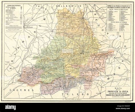 Spain Mapa De La Provincia De Avila 1913 Stock Photo Alamy