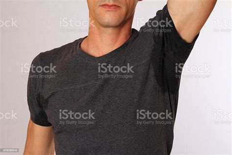 Sport Man Armpit Sweating Transpiration Stain Hyperthyroidism Concept