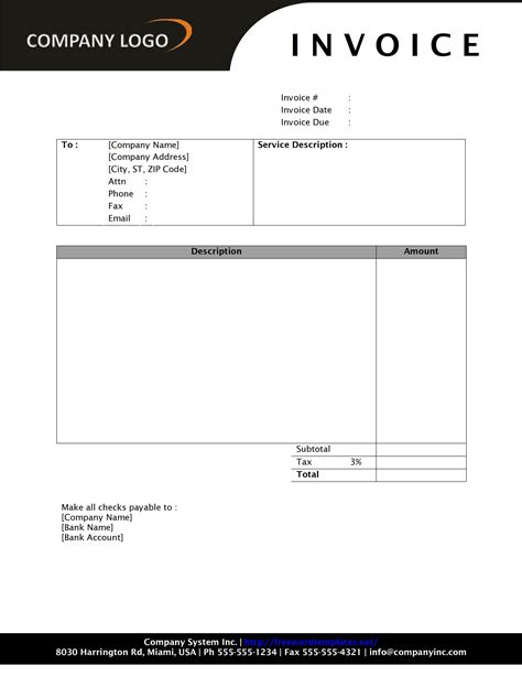 Free Printable Invoice Template Microsoft Word Invoice