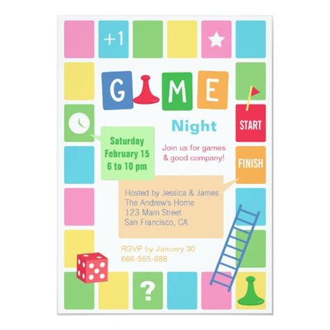 Fun Board Game Night Party Invitations