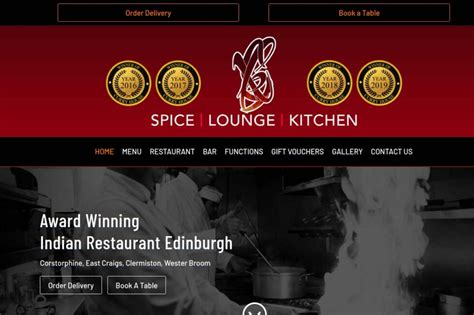Spice Lounge Kitchen Indian Restaurant Corstorphine Edinburgh Web Design