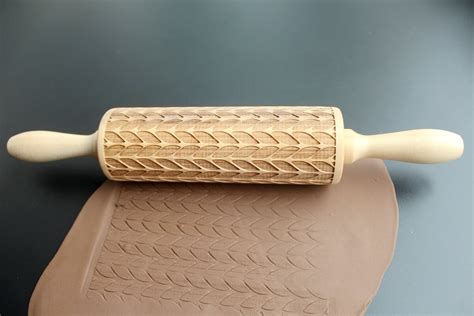 Embossing Rolling Pin Engraved Natural Wood Rolling Pin Etsy