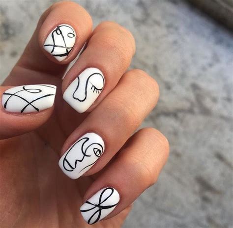 Picasso Inspired Black And White Face Manicure In 2020
