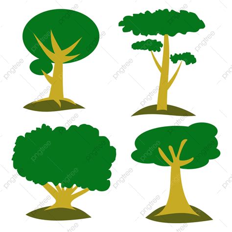一套手繪綠樹卡通素材 樹集 手搖 綠色向量圖案素材免費下載，png，eps和ai素材下載 Pngtree
