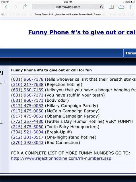 Funny Numbers To Call Funny Numbers Funny Phone Numbers