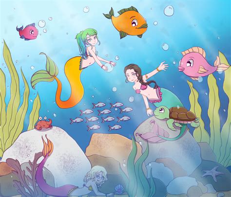Mermaids Coloured By Molleh33 On Deviantart