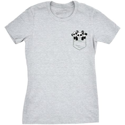 Womens Pocket Pandas Funny T Shirts Printed Graphic Humor Cool Panda