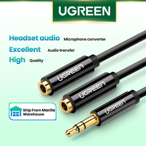 Ugreen 35mm Audio Splitter Cable For Computer 35mm 1 Male To 2 Female
