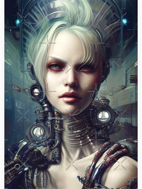 Cybernetic Woman Cyborg Girl Cyberpunk Character Painting Sci Fi