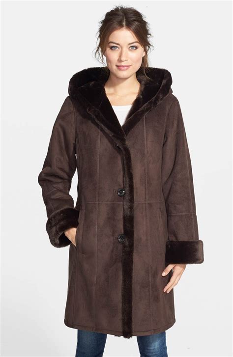 Gallery Hooded Long Faux Shearling Coat Online Only Nordstrom