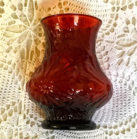 Vintage Anchor Hocking Rainflower Ruby Red Glass Etsy