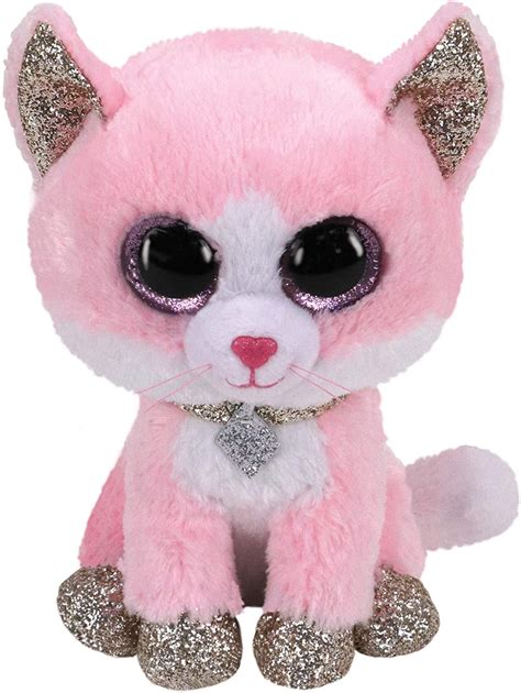 Ty Beanie Boos Fiona The Pink Cat Glitter Eyes Regular Size 6