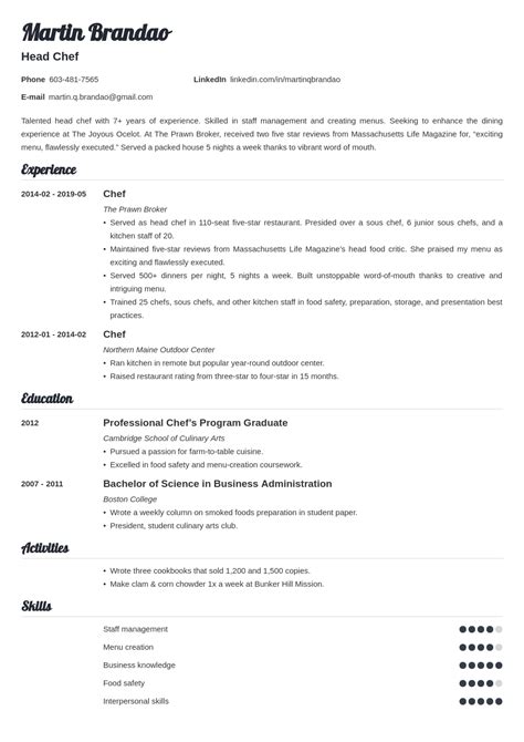 Culinary Resume Examples With Skills Objectives And 20 Tips