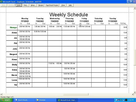 Excel Spreadsheet Template For Scheduling —