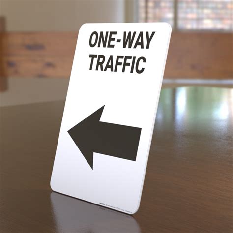 One Way Traffic Left Arrow Portrait Desktop Sign