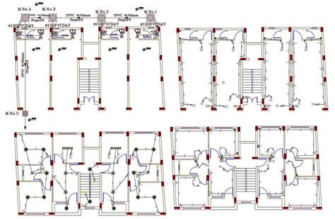 Bhk Apartment Electrical And Plumbing Layout Plan Cadbull