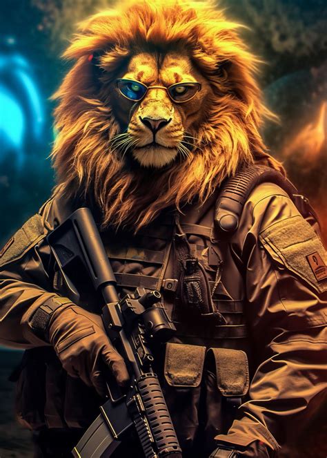 Soldier Lion Poster By Arnas Čemerka Displate