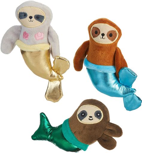 Fringe Studio 3 Pc Mermaid Sloths Mini Plush Dog Toy Set One Size Ebay