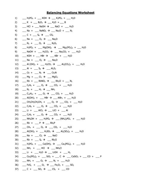 Balancing chemical equations worksheet student instructions 1. Balancing Chemical Equations Worksheets With Answers ...