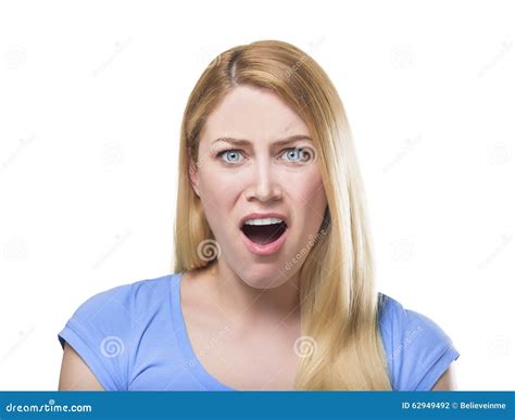 Shocked Blonde Lady Stock Photo Image Of Afraid Format