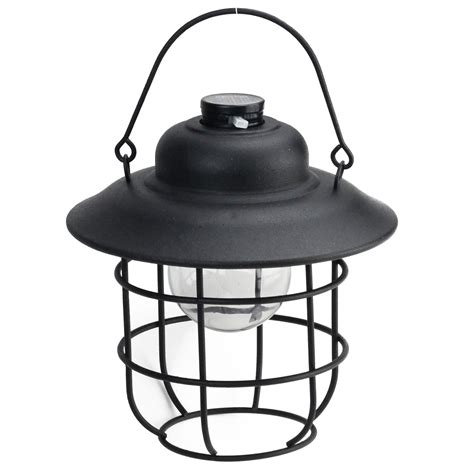 625 Black Cup Shaped Solar Powered Led Outdoor Patio Metal Lantern