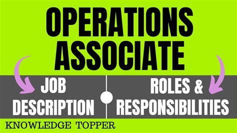 Operations Associate Job Description Operations Associate Roles And