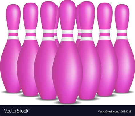 Bowling Pins In Pink Design With White Stripes Vector Image