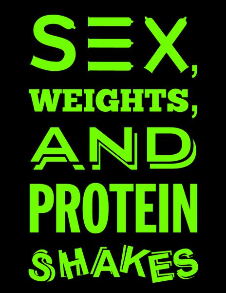 Sex Weights And Protein Shakes Lime Green Art Print By Wilson