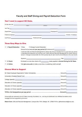 Free Printable Payroll Deduction Forms