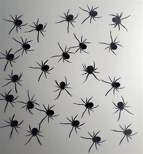 25 Pack Of Black Paper Spiders Cut From 65lb Cardstock Multiple Sizes